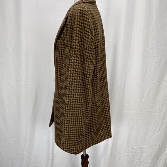 Ralph Lauren Womens Vintage Brown Houndstooth Wool One Button Blazer Size 16W - Picture 3 of 8